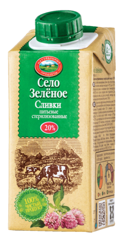 БЗМЖ Сливки "Село Зеленое" 20% 200гр