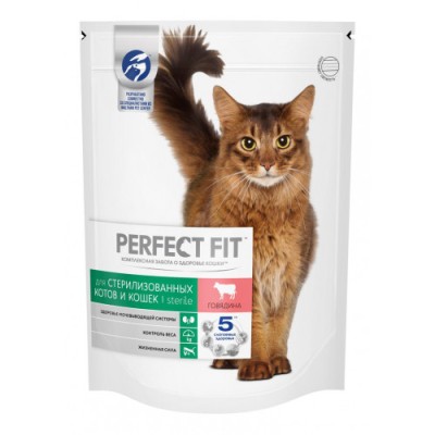 PERFECT FIT для стерилизованных котов и кошек с говядиной 650 гр
