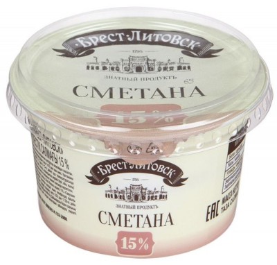 АКЦИЯ!!! БЗМЖ Сметана 15% пл/ст 180г Брест-Литовская