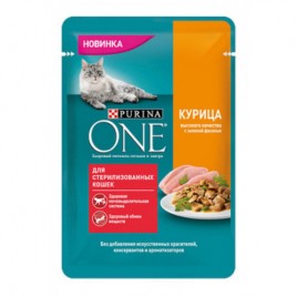 PURINA ONE для кошек Кур.сЗелБоб.75г