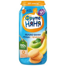 Пюре ФрутоНяня из бананов и груш с печеньем . 250г ст/б