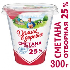 БЗМЖ Сметана 25% Домик в деревне 300г
