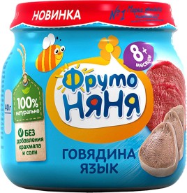 Пюре ФрутоНяня из говядины с языком 80г