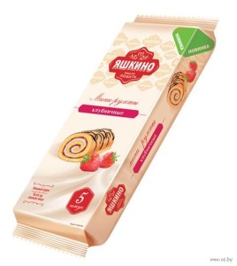 Мини-рулет Яшкино Клубника 175г
