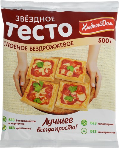 Тесто слоеное бездрожжевое Звездный 0,5кг