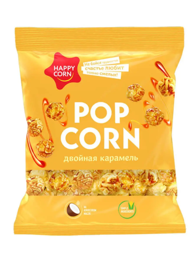 Воздушная кукуруза Happy Corn Двойная карамель 80г.