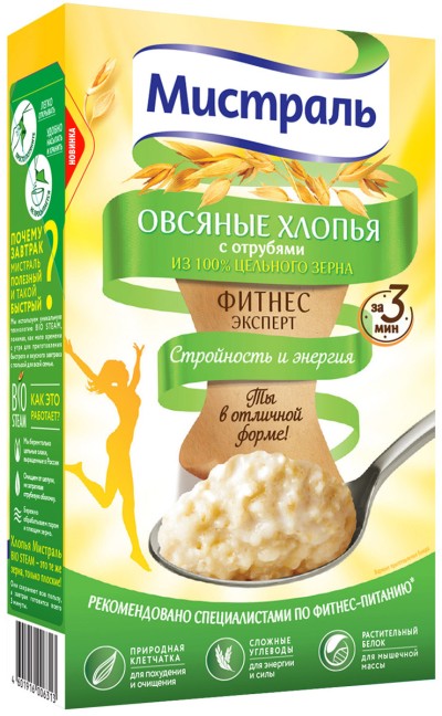 Мистраль Хлопья Овсяные с отрубями 400г