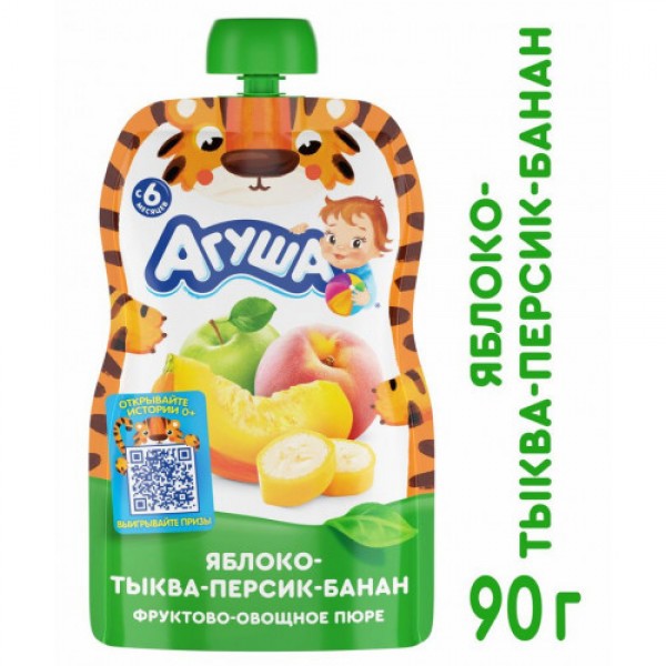 Фрутоняня десерт 90г из яблок бананов и клубники