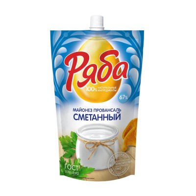 Майонез РЯБА Сметанный 67% 344г д/пак