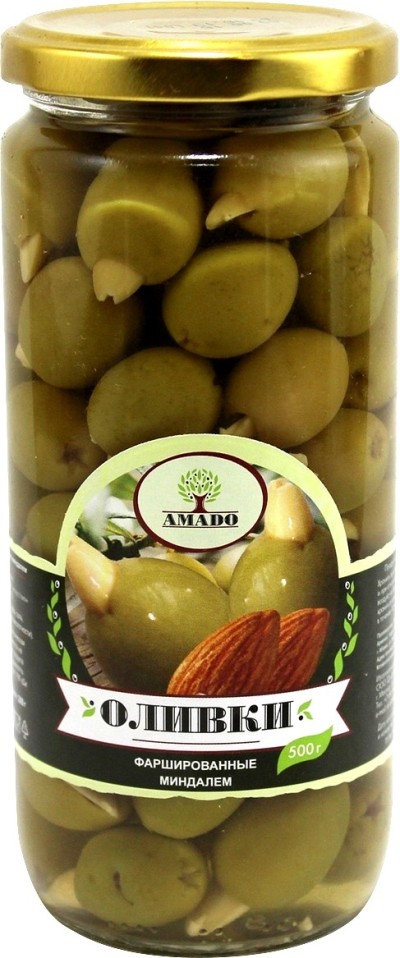Амадо Оливки с миндалем 520гр ст/б