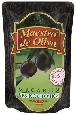 Маслины Maestro De Oliva  б/к 170г дой-пак