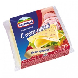 АКЦИЯ!!! БЗМЖ Сыр плавленый Хохланд ломтевой С ветчиной  150г