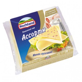 БЗМЖ Сыр плавленый Хохланд ломтевой Ассорти (слив+ветчина) 150г