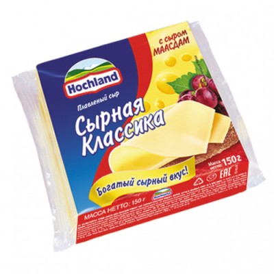 БЗМЖ Сыр плавленый Хохланд лом. Сырная классика Маасдам  150г