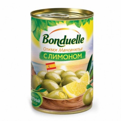 Оливки "Бондюэль" с лимоном 300гр