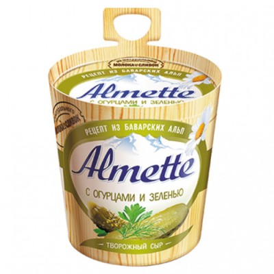 БЗМЖ Сыр Альметта творожный с огурцами и зеленью 150г