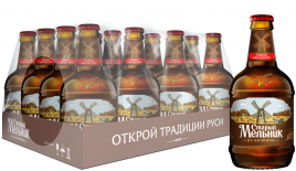 Пивной напиток "Старый Мельник из бочонка темное Бархатное" 0,45 бут.4,2%