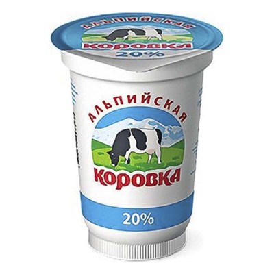 СЗМЖ Сметанный продукт Альпийская коровка 20% 400гр