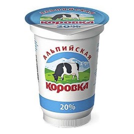 СЗМЖ Сметанный продукт Альпийская коровка 20% 400гр
