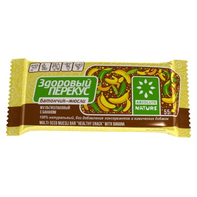 Батончики Мюсли Здоровый Перекус с бананом.55гр.