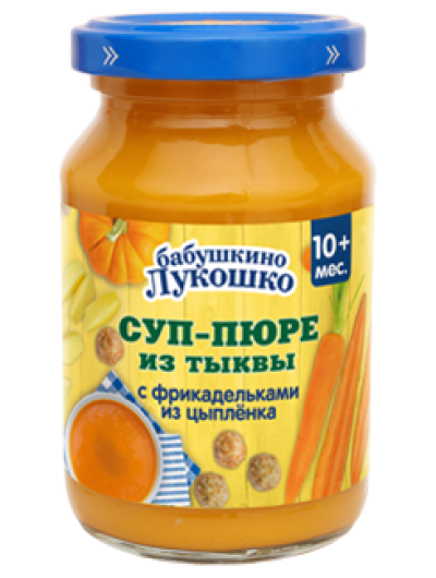 Бабушкино Лукошко Суп пюре тыквенный с фрикадельками из цыпленка 190 гр