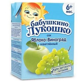 Бабушкино Лукошко Сок яблоко, виноград осветленный 0,2л