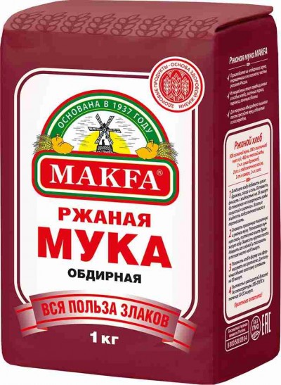 Макфа Мука 1кг ржаная хлебопек. обдирная