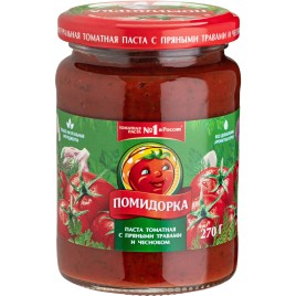 Томатная паста помидорка с пряными травами и чесноком 250гр с/б