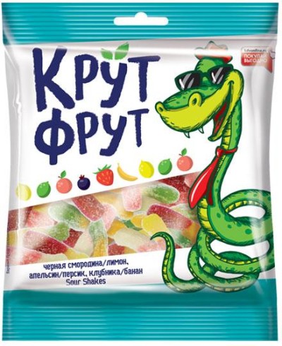 Жевательный мармелад КрутФрут змейка в кислой посыпке 70г