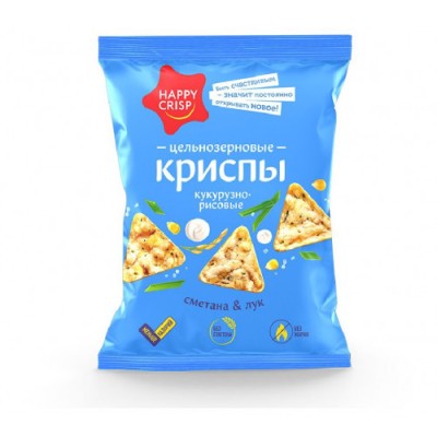 Криспы цельнозерновые HAPPY CRISP 50г сметана и лук
