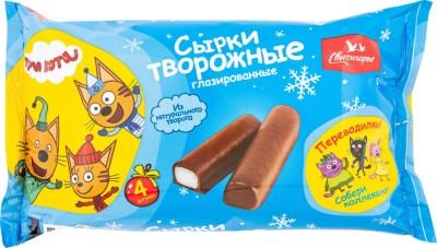 БЗМЖ Сырок творожный глазированный с ванилью 16% 4х30гр Три Кота