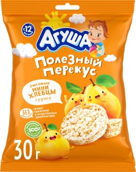 Хлебцы Агуша Рисовые Мини Груша 0,2% 30г Флоупак