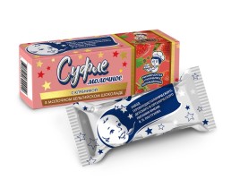 БЗМЖ Суфле мол. клубникой в мол. бельг. шок. 50гр.