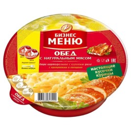 Пюре картофельное Бизнес Меню с куриным филе, приправами и овощами 110г