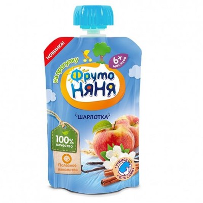 Пюре ФрутоНяня Шарлотка 90г пауч