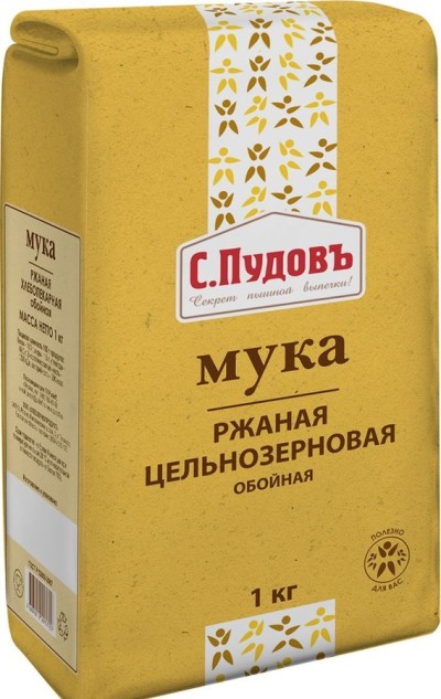 Мука ржаная обойная хлебопекарная "С.Пудовъ" 1кг