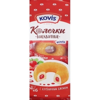 Колечки бисквитные Ковис клубника 240гр