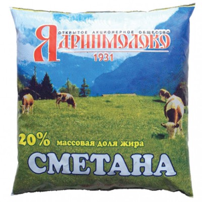 БЗМЖ Сметана Наша Корова 20% 450гр ф/п Ядринмолоко