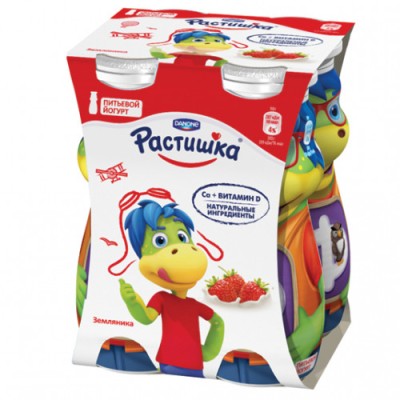 БЗМЖ Йогурт Растишка питьевой Земляника 90г