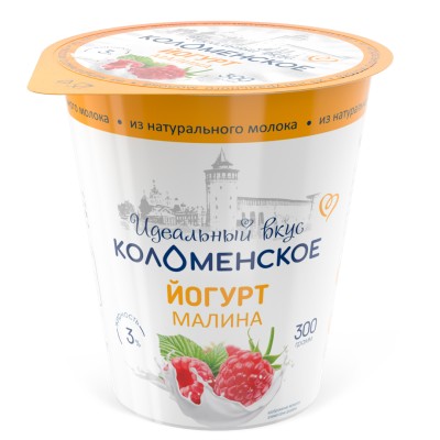 БЗМЖ Йогурт Коломенский малина 3% 300гр пл/с