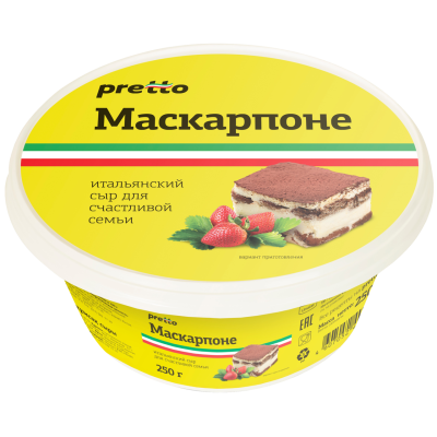 БЗМЖ Сыр Маскарпоне 80% пл.с.250 гр. Pretto