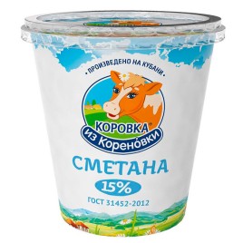 БЗМЖ Сметана "Коровка из Кореновки" 15% 300гр