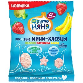 Мини-хлебцы ФрутоНяня рисовые яблоко,банан,клубника 30гр