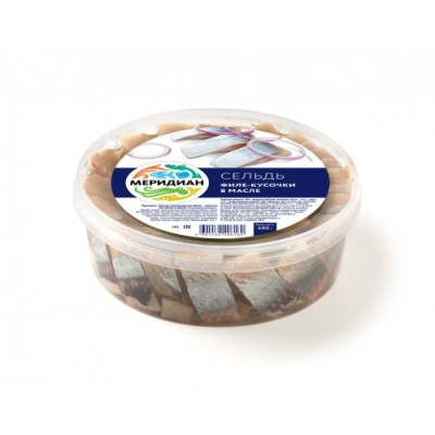 ФМ Сельдь филе кусочки в масле Меридиан 480г.