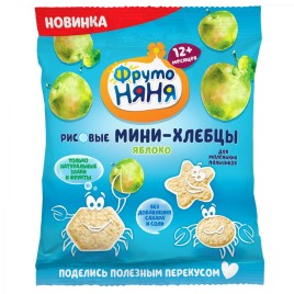 Мини-хлебцы ФрутоНяня 30гр рисовые с яблоком