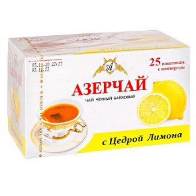 Чай Азерчай  Черный Байховый с цедрой лимона 25 пак.*1,8г