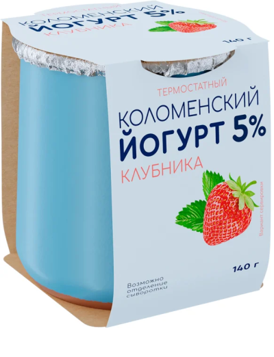 БЗМЖ Йогурт Коломенский Клубника 5% 140гр в глиняных горшочках