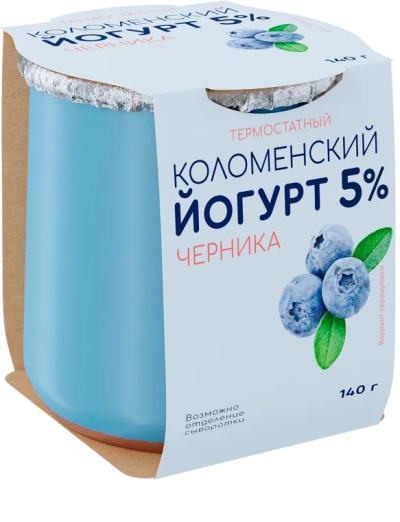 БЗМЖ Йогурт Коломенский черника 5% 140гр в глиняных горшочках
