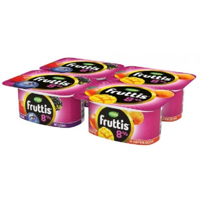 БЗМЖ Йогурт Фруттис Суперэкстра абрикос манго лесн ягоды 8% 115гр.