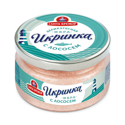 Икра деликатесная "Икринка с копченым лососем" 160гр ст/б Санта Бремор